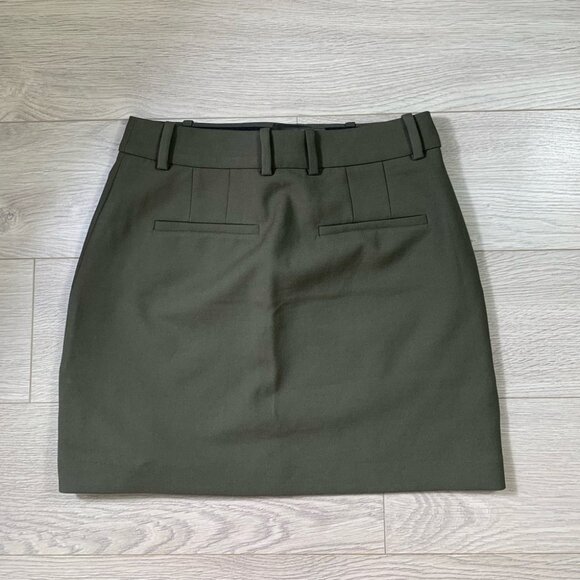 Aritzia Babaton Chisel Skirt Structured Mini Pencil Skirt Dark Olive - Picture 8 of 16